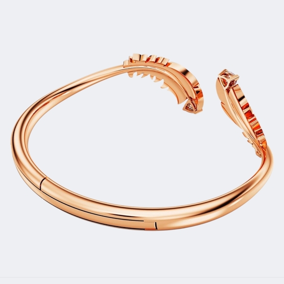 Swarovski Idyllia Feather Bangle Bracelet White Crystals Rose Gold - Picture 5 of 8